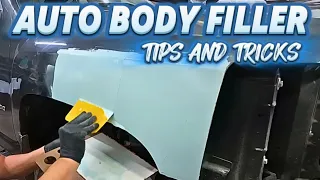 How to properly use auto body filler (bondo) for dent repair. mix, apply, and block to perfection!