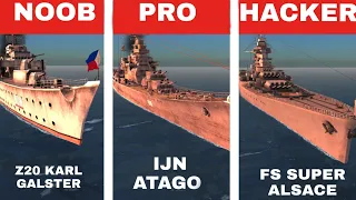 NOOB vs. PRO vs. HACKER Battle of Warships version