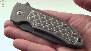 Guardian 3 folder with Titanium handle and Chad Nichols Raindrop Damascus steel by Bradford Knives