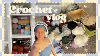 crochet with me 🎀 matching summer set & organizing my yarn | vlog 007