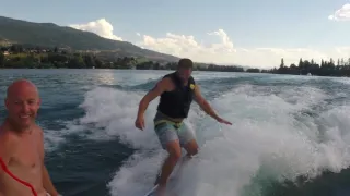 Wake Surfing behind Sea-doo Wake 230