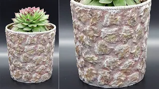 Stone pot for a stone rose. Super realistic imitation stone, DIY decor