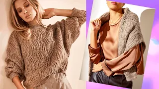 We knit a luxurious jumper with a fantasy pattern