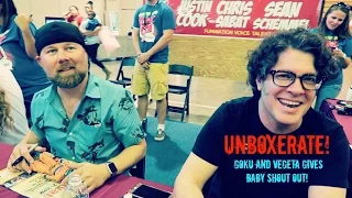 Goku (Sean Schemmel) and Vegeta (Chris Sabat) gives baby a shout out! | Unboxerate!