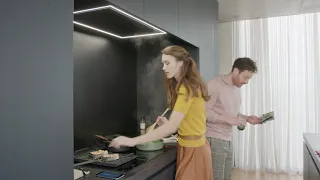 Novy Connect technology for intuitive cooking with Pureline Pro ceiling cooker hood