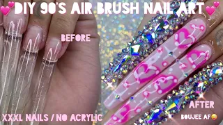 DIY 90’s air brush nail art | XXXL nails without acrylic | how did I do?! |vanity Val