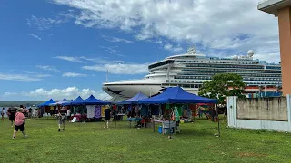 Luganville Santo Vanuatu, Shoreside Markets featuring the P&O Pacific Adventure. December 2022.