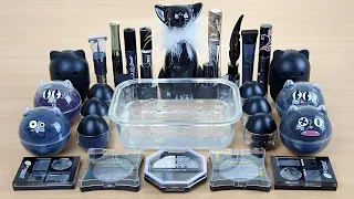 BLACK SLIME Mixing makeup and glitter into Clear Slime Satisfying Slime Videos