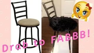 QUICK EASY & AFFORDABLE REVAMP TO FUZZY BAR STOOL DIY (LUXURY)