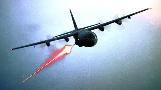 AC 130 Gunship in Action - Firing All Its Cannons