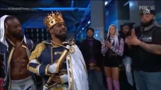 the new day and Hit Row segment backstage wwe smackdown October 29. ,2021