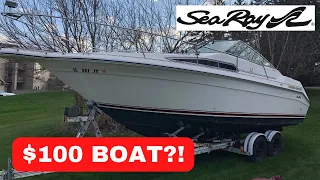 Once In A Lifetime Boat Purchase! I Paid $100 For A 1991 SEA RAY 250 SUNDANCER | Boat Restoration
