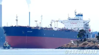 Huge Oil Tanker ship FOG HORN close to Camera | Crude Oil Tanker LR2 Olivia