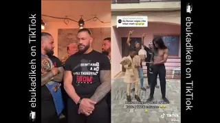 roman reigns and the bloodline react to wwe fan's viral Tiktok video / roman reigns funny entranc 🤣
