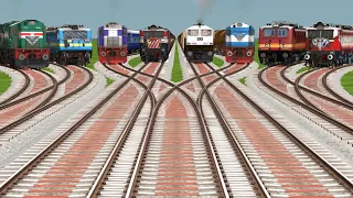 Eight Railgadi Trains ⚠️ Crossing On Curved Railraod Tracks | Indian Railways | Train Sim world 4