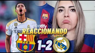 HINCHAS DEL BARÇA REACCIONANDO AL FCBARCELONA 1-2 REAL MADRID EN MONTJUIC 🤯 DOBLETE DE BELLINGHAM...