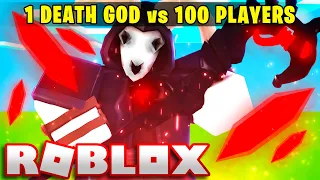 1 DEATH GOD vs 100 PLAYERS... (Roblox Bedwars)