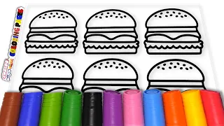 Hamburger Big Colorful Marker Coloring Pages / AKN Kids House