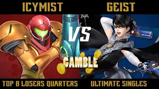 The Gamble Top 8 Losers Quarter Finals - IcyMist (Samus) vs. Geist (Bayonetta) - SSBU