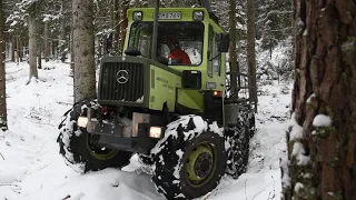 MB trac 900 turbo & Mowi 12ton i snöklädd skog