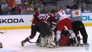 Latvia vs Belarus The fight 2 2014-05-19 WC 2014