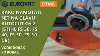 Namatanje niti/flaksa/silka na poluatomatsku glavu Stihl C6-2 za FS38/FS40/FS50/FS50 C-E