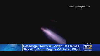 Flames Shoot From Engine On United Plane