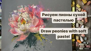 Пион сухой пастелью (draw a peony soft pastel)  «Challenge Peony: art&business”