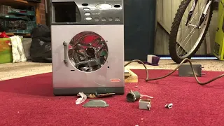 Old broken hotpoint toy destruction - 240 volt industrial motor on a little toy washer, TURBO!
