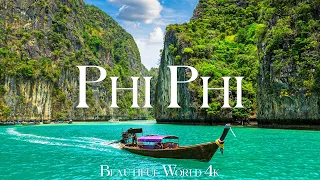 Phi Phi island 4K Amazing Aerial Film - Calming Piano Music - Natural Landscape