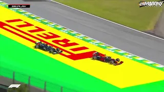 Lewis Hamilton FAILS to overtake as Max Verstappen pushes both cars off the track at Brazilian GP