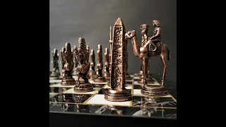 BestSellery Metal Egyptian Chess Set Antique and Handmade Marble Look Chess Board Luxury Collection