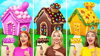 בתים בצבע יחיד ממתקים vs שוקולד vs מזון מהיר | רגעים מצחיקים Multi DO Smile