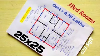 25x25 small house plan|25*25 building plan|3bhk house plan|25x25 makan ka naksha