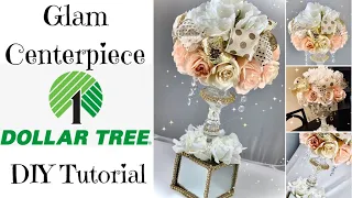 Dollar Tree Glam Centerpiece DIY Tutorial Bridal Party Event Shower Wedding Floral Ribbon Crystal