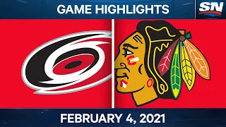 NHL Game Highlights | Hurricanes vs. Blackhawks - Feb 4, 2021