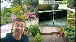 Große solare Gartenteich Fontäne von Ebay ist doch kleiner. Solarpumpe Teichpumpe Springbrunnen