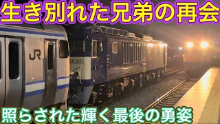 目的が違う編成をお互い繋いで暗闇から現れた？！所属する会社が変わった事により牽引する物も変わった現在の姿