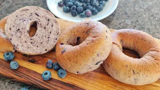 健康好吃的水煮面包 | 蓝莓贝果 | Blueberry bagels