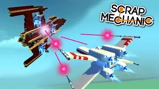 X-WING против ТРЕЗУБЦА !!! БИТВА ПОСТРОЕК в Scrap Mechanic !!!