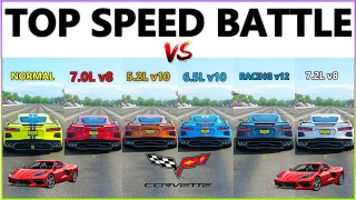 Forza Horizon 4 - Chevrolet Corvette C8 | All Swap Engine | Top Speed Battle Challenge