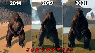 Comparacion de Godzilla 2014, 2019 y 2021 - Habilidades y Gritos - Kaiju Universe Roblox