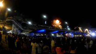 Da Nang, Vietnam Dragon Bridge fire and water show.