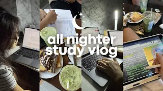 pulling an all nighter for FINALS 🌃 cafe study vlog, writing my final paper, productive nights