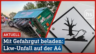 Mit Gefahrgut beladen: Lastwagen prallt auf A4 gegen Leitplanke | hessenschau