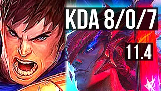 GAREN vs YONE (MID) | 8/0/7, 2.0M mastery, 1000+ games, Legendary | NA Diamond | v11.4