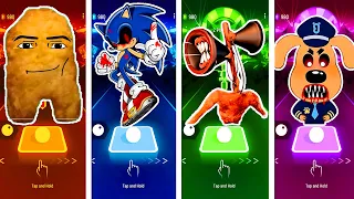 Gegagedigedagedago vs Sonic the hedgehog exe vs Siren Head vs Sheriff Labrador exe Tiles Hop EDM