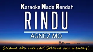 Rindu - Agnez Mo 🎤Karaoke Lower Key ♥️Nada Rendah‼️