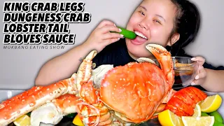 KING CRAB LEGS + LOBSTER SEAFOOD BOIL + BLOVES SMACKALICIOUS SAUCE MUKBANG 먹방 EATING SHOW!