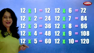 Table of 12 in English | 12 Table | Multiplication Tables English | Learning Video | Pebbles Rhymes